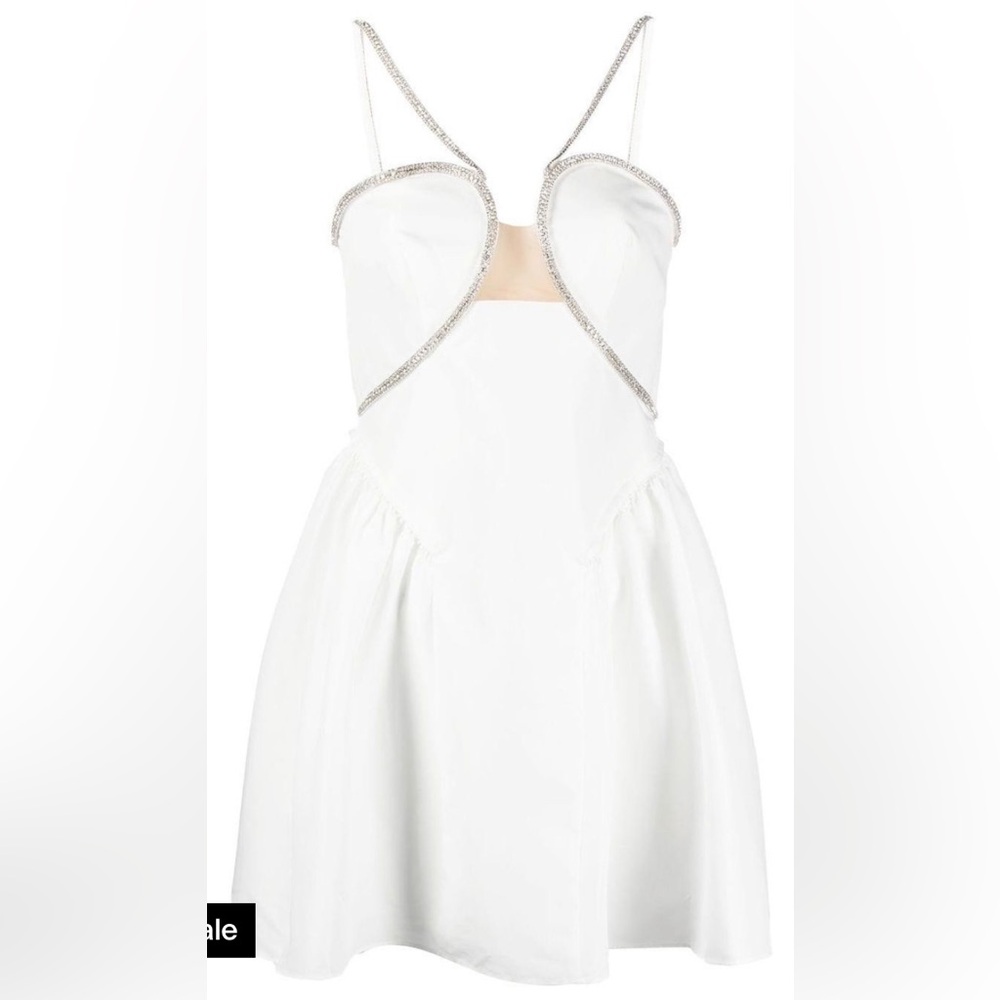 Self Portrait White Taffeta Flared Mini Dress